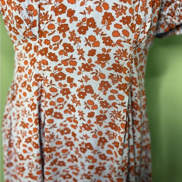 Madewell Rust Floral Midi Dress 10 - Picture 6 of 14